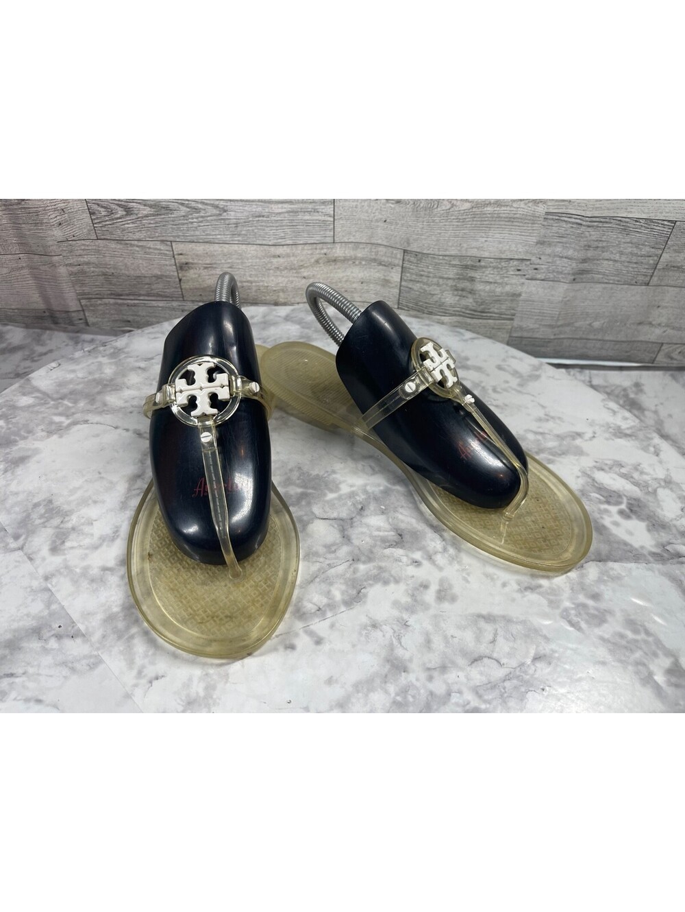Tory Burch Mini Miller Jelly Flip Flop Thong Sandals Women 8M Shoes Beige Rubber